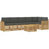 vidaXL Ensemble de salon de jardin , 7 pièces, blanc et anthracite, en polyester