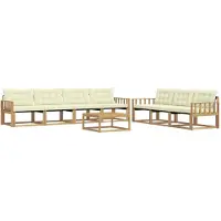 vidaXL Ensemble de salon de jardin 8 pièces, blanc et crème