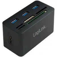Logilink Usb 3.0 3 Port Hub With Card Reader Noir