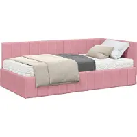 Syfax Cadre de lit d'angle avec matelas avec tête de lit rose 90 x 200 cm velours