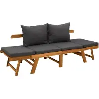 vidaXL Banc de jardin 3 en 1 avec coussin, en bois d'acacia massif, finition naturelle