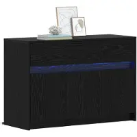 vidaXL : Meuble TV, 91 x 34 x 61 cm, noir, imitation chêne, panneaux de particules