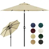 StarTech.com Parasol de terrasse avec protection UV - Parasol de jardin de 215 cm - Toit résistant à l'eau et aux insectes - Inclinable - Structure en acier robuste - Tissu en polyester 210T pongee