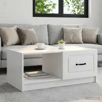 Prolenta Table basse exclusive - Blanche - 90 x 50 x 37 cm - Fabriquée en bois composite