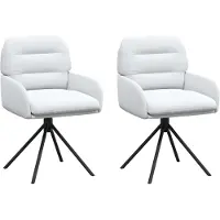 vidaXL : 2 chaises de salle à manger pivotantes, revêtues de similicuir blanc, dimensions : 59 x 59,5 x 90 cm