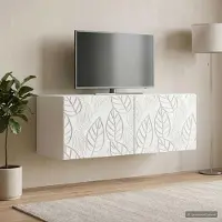 Prolenta Meuble TV mural exclusif, dimensions 98 x 41 x 30 cm, blanc, fabriqué en panneaux de particules
