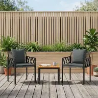 Prolenta Maison Exclusive - Ensemble de mobilier de jardin, 3 pièces, gris et gris foncé, en polyrotin