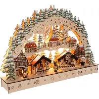 Spetebo 1.01 Arc de Noël en bois Marché avec éclairage LED - env. 45 x 30 cm