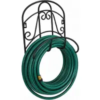 BAYLI Support de tuyau de jardin en fonte, dimensions 30 x 37 cm, couleur noire. Support mural pour tuyau de jardin, décoration pour jardin, terrasse, garage, atelier, remise