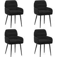 vidaXL Chaises de salle à manger, lot de 4, en velours (V), noir, 59 x 59,5 x 90 cm