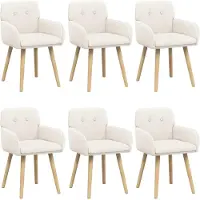vidaXL - 6 chaises de salle à manger, tissu bouclé crème, 59 x 56 x 86 cm