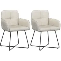 vidaXL - 2 chaises de salle à manger, velours, couleur crème, 59 x 56,5 x 86 cm