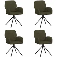 vidaXL : Ensemble de 4 chaises de salle à manger, revêtues en similicuir, couleur olive