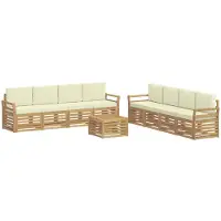 vidaXL Ensemble de salon de jardin , 9 pièces, blanc et crème, en polyester