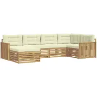 vidaXL Ensemble de canapés d'extérieur , 6 pièces, blanc et crème, en polyester