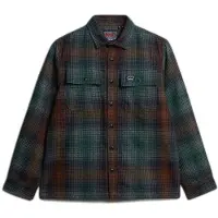 Superdry pour homme. M4011050A Chemise verte Miller (S), Casuel, Polyester, Manche longue