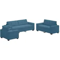 vidaXL Ensemble de canapé , 3 pièces, bleu, en velours