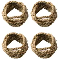 Torribaly Rond de Serviette en Rotin Naturel Tissé à la Main, Rond de Serviette en Paille, Boucle de Serviette Occidentale, Anneau de Salle à Manger