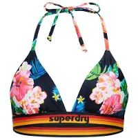 Superdry pour femme. W3010359A Haut de bikini triangle avec logo vintage marine (L), Bleu, Beachwear, Polister recyclé, Durable