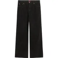 Superdry pour femme. W7011108A Pantalon en velours côtelé à taille moyenne noir (30/32), Casuel, Coton