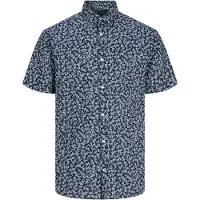 Jack & Jones Blasummer Linen Print Short Sleeve Shirt Noir 2XL Homme
