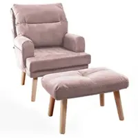 Idohome - Fauteuil relax NEMO réglable avec repose-pieds et pieds en bois, couleur : Rose Trinity 19