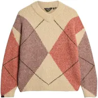 Superdry Oversized Argyle Sweater Multicolore L Femme