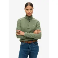 Superdry Femme Pull Polaire à Demi-zip Vert Taille: 40