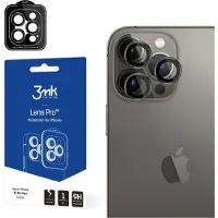 3MK Lens Protection Pro iPhone 15 Pro Max 6.7" grafitowy/graphite Ochrona na obiektyw aparatu z ramk (1 pcs, Apple iPhone 15 Pro Max), Téléphone portable : film de protection, Gris