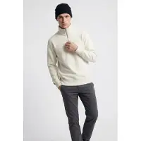 Superdry pour homme. M2013750A Sweat à capuche Essential Logo demi-zippé beige (L), Casuel, Coton