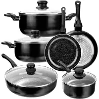 CeraFusion Ceramic Pans Set 10-Piece - Set with Frying Pans, Saucepan, Cooking Pots - Induction Pans - Pansets Aluminium
