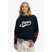 Superdry pour femme. W2012596A Sweatshirt Varsity Script Loose navy (S), Casuel, Coton, Marine