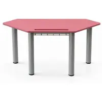 Xl Moebel Gmbh Banc d'école moderne de forme hexagonale, avec une table rouge et une tablette pratique