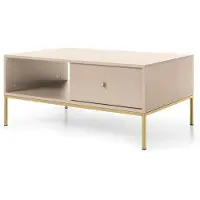 3Xeliving Table basse à tiroirs, beige, 104 x 68 x 47 cm
