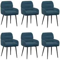 vidaXL - 6 chaises de salle à manger, tissu velours, bleu, 59 x 59,5 x 90 cm