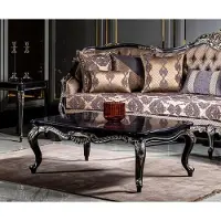 Casa Padrino Table basse baroque de luxe lilas / or - Table de salon somptueuse de style baroque - Table en bois massif faite à la main - Meubles de salon baroques