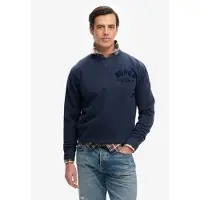 Superdry pour homme. M2014483A Sweat-shirt col rond Vintage Athletic Tonal Crew bleu marine (L), Casuel, Coton