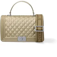 Marc Ellis Sac à main en simili cuir vegan, couleur corail, avec surpiqûres et anse signée