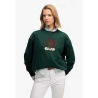 Superdry pour femme. W2012579A Sweatshirt Crest vert (S), Casuel, Coton