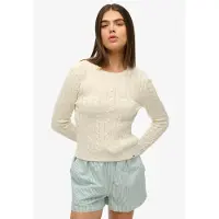 Superdry Femme Pull Torsadé Slim Essentials Crème Taille: 36