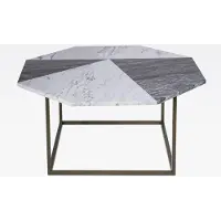 Casa Padrino Table basse de luxe Noir / Blanc 90 x 90 x H. 42 cm - Table de salon moderne octogonale avec plateau en marbre de Carrare - Meubles de salon