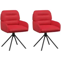 vidaXL : 2 chaises de salle à manger pivotantes, revêtues de similicuir rouge, 59 x 59,5 x 90 cm