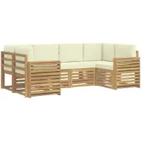 vidaXL Ensemble de canapés d'extérieur , 6 pièces, blanc et crème, en polyester