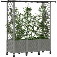 vidaXL Jardinière surélevée avec treillis et toit, gris clair, 162,5 x 40 x 142 cm