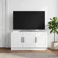 Prolenta Meuble TV exclusif - Blanc, dimensions 99 x 34,5 x 47 cm, fabriqué en panneaux de particules