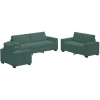 vidaXL Ensemble de canapé , 3 pièces, velours vert foncé