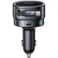 Baseus Chargeur voiture Primetrip Vr1 60 W USB-A USB-C avec câble USB-C rétractable - Noir