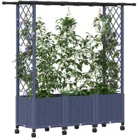 vidaXL Jardinière surélevée avec treillis et toit, gris, 162,5 x 40 x 142 cm, PP
