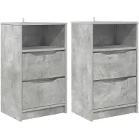 vidaXL Tables de chevet avec tiroir 2 pcs Gris béton 40 x 30 x 467 cm