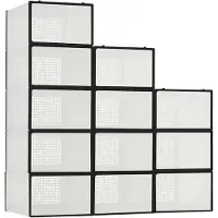 OEM Boîtes de rangement pour chaussures, design empilable, matériau transparent, couleur noire